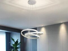 Candelabru LED 126 W Hoop White, LED inclus, 1 sursa de iluminare, Telecomanda, Dimabil, Lumina: Cal